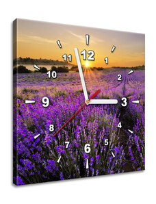 Gario Obraz s hodinami Levanduľové pole Rozmery: 30 x 30 cm