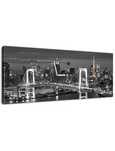 Gario Obraz s hodinami Most Tokyo Bay Rozmery: 100 x 40 cm