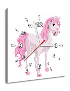 Gario Obraz s hodinami Ružový koník Rozmery: 30 x 30 cm