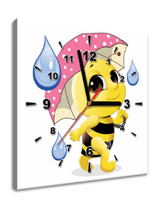 Gario Obraz s hodinami Včielka s dáždnikom Rozmery: 30 x 30 cm