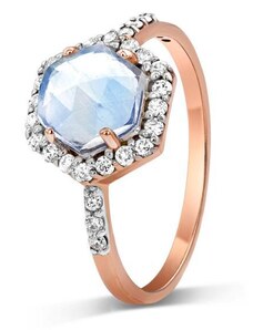 Royal Exklusive Royal Fashion prsteň Queen s drahokamom moonstonom 14k ružové zlato Vermeil GU-DR10305R-ROSEGOLD-MOONSTONE-ZIRCON