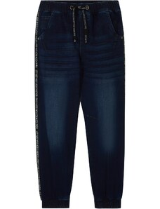 bonprix Mikinové džínsy so športovým pásom, farba modrá