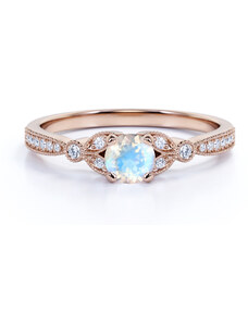 Royal Exklusive Emporial luxusný prsteň Mesačný dúhový kameň Princess 14k ružové zlato Vermeil DR14630R-ROSEGOLD-MOONSTONE-ZIRCON
