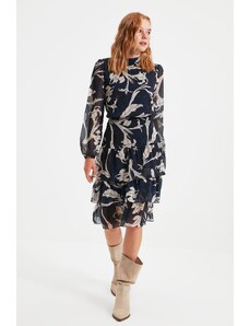 Trendyol Collection Námornícka modrá tkané šaty s golierom s podšívkou v páse