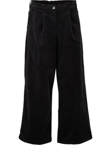 bonprix Široké kordové strečové nohavice s pohodlným vysokým pásom, 7/8 dĺžka, farba čierna, rozm. 38