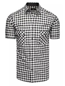 Dstreet Pánska košeľa s krátkym rukávom Nalnt čierno-biela M KX0950