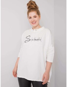 Fashionhunters Oversized white cotton blouse with rhinestones