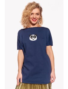 Piskacie Dámske tričko s pandou, farba tmavomodrá, veľkosť xxs
