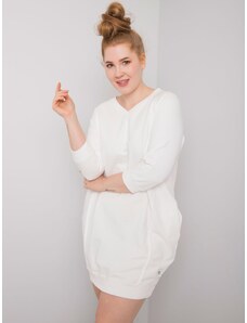 Basic Ecru biele krátke bavlnené PLUS SIZE mikinové šaty