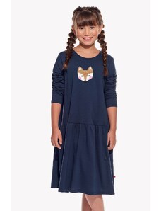 Piskacie Dievčenské šaty s líškou, farba tmavomodrá, veľkosť 92