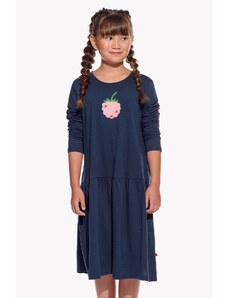 Piskacie Dievčenské šaty s malinou, farba tmavomodrá, veľkosť 92