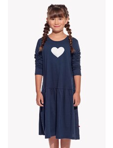 Piskacie Dievčenské šaty so srdiečkom, farba tmavomodrá, veľkosť 92
