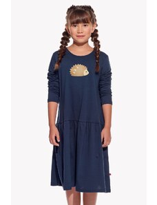 Piskacie Dievčenské šaty s ježkom, farba tmavomodrá, veľkosť 92
