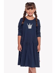 Piskacie Dievčenské šaty s korunkou, farba tmavomodrá, veľkosť 92