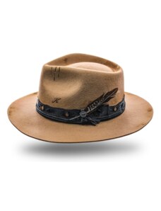 KASTORI Béžový pevný klobúk fedora - Quinn - vintage - limitovaná kolekcia