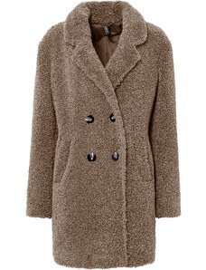 bonprix Krátky kabát oversize vo vlnenom vzhľade, farba hnedá