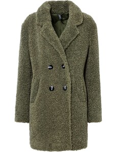 bonprix Krátky kabát oversize vo vlnenom vzhľade, farba zelená