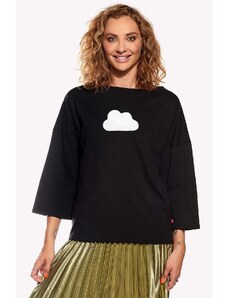 Piskacie Dámske tričko s oblakom, farba čierna, veľkosť xs