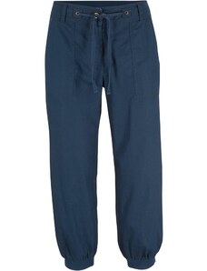 bonprix 3/4 plátené nohavice, Loose Fit, komfortný pás, farba modrá, rozm. 38