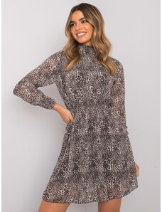 Fashionhunters Béžové šaty s leopardou potlačou Jacquie RUE PARIS