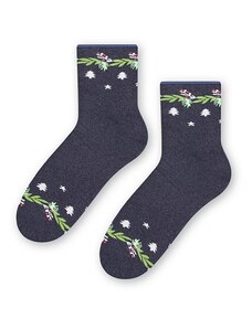 Steven Dámske vianočné froté ponožky sivo modré, veľ. 35-37
