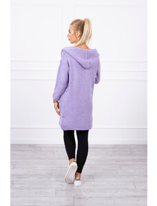 MladaModa Kardigánový sveter s kapucňou a vreckami model 2020-10 farba lila
