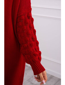 MladaModa Dlhý kardigánový sveter s netopierími rukávmi model 2020-9 červený