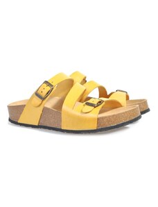 Dámské kožené pantofle Plakton 341210 žlutá