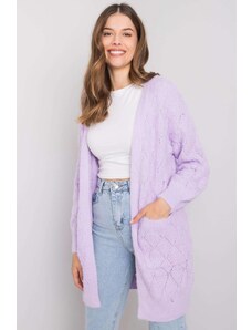 MladaModa Kardigánový sveter Vera s vreckami farba lila