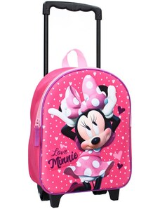 Vadobag Detský / dievčenský cestovný 3D batoh na kolieskach Minnie Mouse - Disney - motív Love Minnie