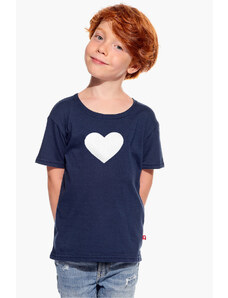 Piskacie Chlapčenské tričko so srdiečkom, farba tmavomodrá, veľkosť 86