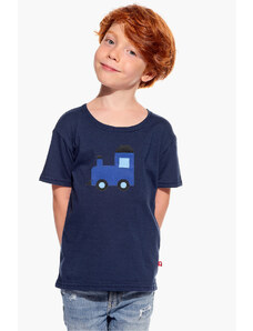 Piskacie Chlapčenské tričko s vláčikom, farba tmavomodrá, veľkosť 86