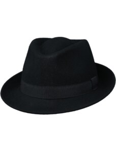 Fiebig - Headwear since 1903 Klasický trilby klobúk vlnený Fiebig - čierny s čiernou stuhou