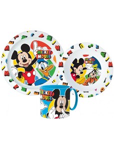 Stor Detská sada plastového riadu Disney - Mickey Mouse s hrnčekom - 3 diely