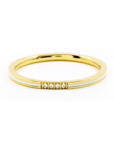 BRUNO Jemný prsteň s kamienkami WHITE GOLD S3901