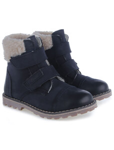 Detské zimné kožené topánky s membránou a ovčou vlnou Emel EV 2448C-5 Čierna