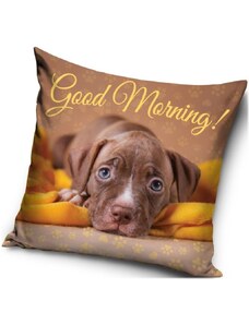 Carbotex Obliečka na vankúš s psíkom - motív Good Morning! - Dobré ráno! - 40 x 40 cm
