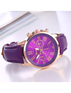Pfleger Dámske elegantné hodinky kožené fialové s "chronografom"