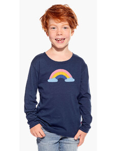 Piskacie Chlapčenské tričko s dúhou, farba tmavomodrá, veľkosť 86