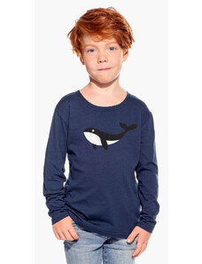 Piskacie Chlapčenské tričko s veľrybou, farba tmavomodrá, veľkosť 86