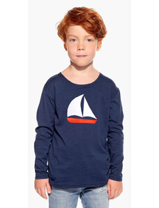 Piskacie Chlapčenské tričko s loďkou, farba tmavomodrá, veľkosť 86
