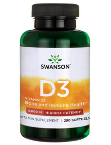Swanson High Potency Vitamin D3 250 ks, gélové tablety, 5000 IU (125 mcg)