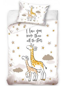 Tiptrade Bavlnené obliečky do detskej postieľky Žirafa a žirafátko / 135 x 100 cm + 40 x 60 cm