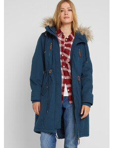bonprix Parka bunda, zimná, s kapucňou z umelej kožušiny, farba modrá