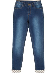 bonprix Termo džínsy s flanelovou podšívkou, dievčenské, farba modrá, rozm. 128