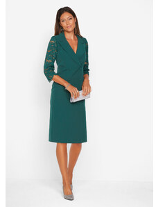bonprix Blejzrové šaty s čipkovanými rukávmi, farba zelená, rozm. 46