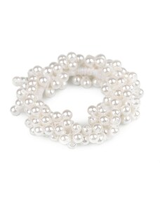 V&V Vlasová gumička z perličiek - Pearl - biela