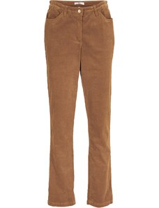 bonprix Strečové kordové nohavice, rovné, farba hnedá