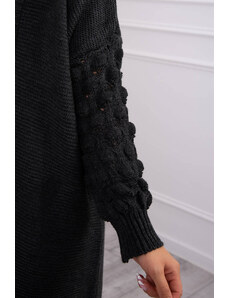 MladaModa Dlhý kardigánový sveter s netopierími rukávmi model 2020-9 grafitový