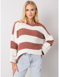 Basic Tmavo-ružový pletený pruhovaný sveter Bree